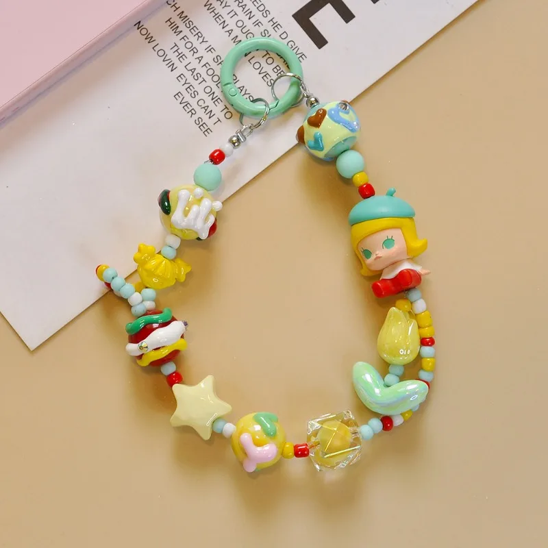 Bubble Sitting Posture Cartoon Beaded Original High-end Luxury Mobile Phone Case Chain Handmade DIY Phone Charm Decoration Chain