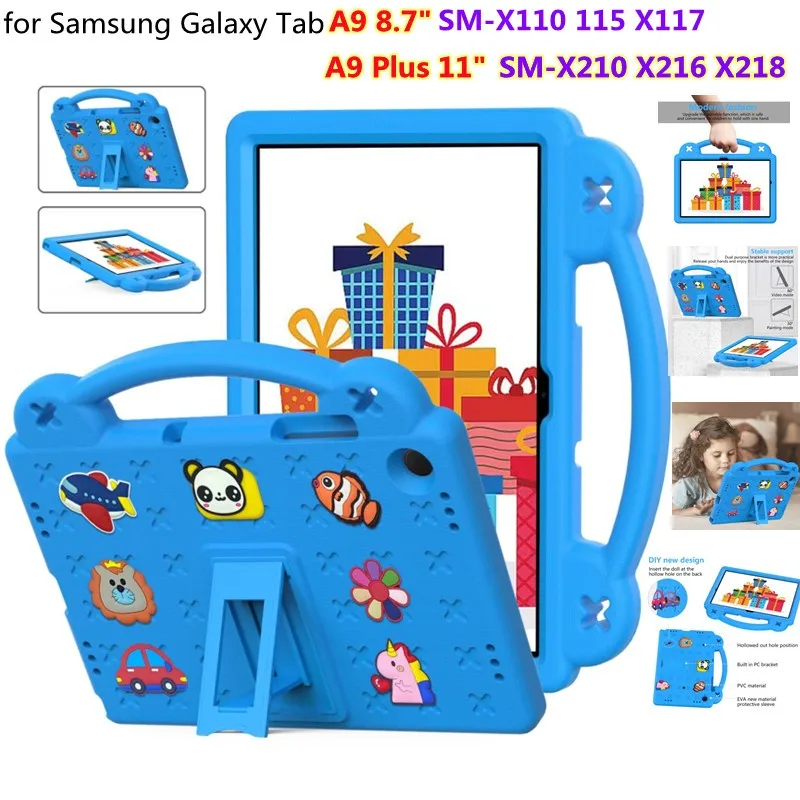 

Shockproof Cartoon EVA Kids Safe Case for Samsung Galaxy Tab A9 SM-X110 X115 A9 Plus SM-X210 X216 with Hand Holder Back Cover