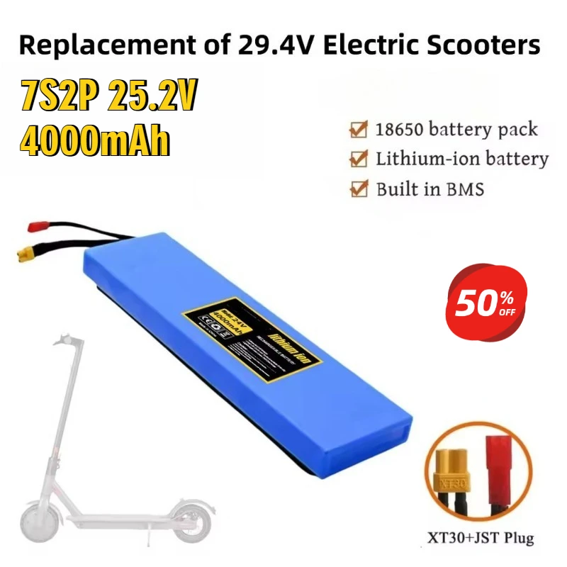 

4000mAh 18650 7S2P Lithium - Ion Rechargeable Battery Pack 29.4V Electric Scooter Battery Rechargeable Batteries