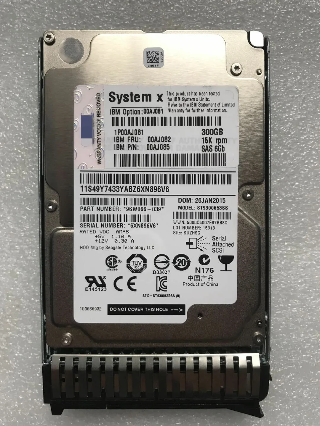 

FOR IBM 00AJ081 00AJ082 00AJ085 300GB 15K 6GBPS SAS 2.5" X3650 M5/X6 Hard Drive