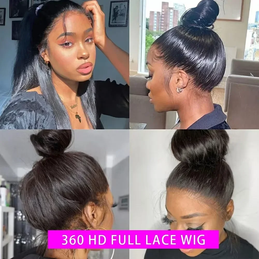 360 Full Lace Front Invisi-Drawstring Wigs Human Hair Bone Straight 13X4 HD Lace Front Wigs Pre Plucked 30 Inch Glueless Wig