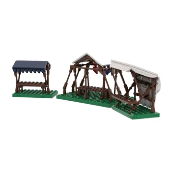 MOC-168928 303pcs small particle assembly blocks medieval stalls building castle model toy