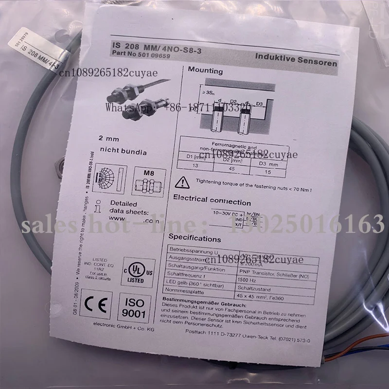 Quality assurance of proximity switch IS 208MM-4NO-S8-3 Existing goods