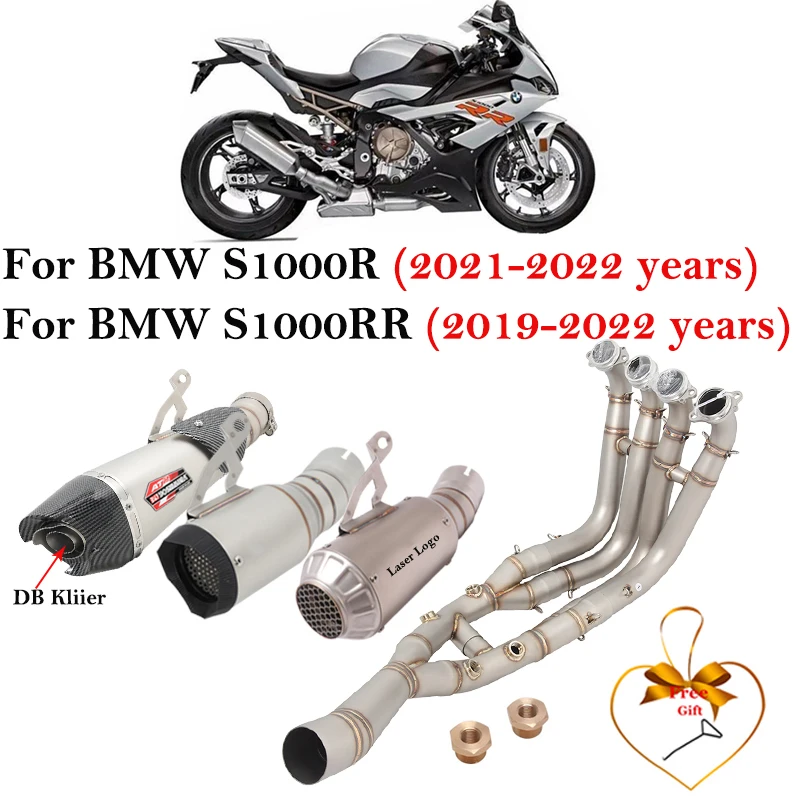 For BMW S1000RR 2019 - 2022 S1000R 2021 - 2022 Full System Motocycle Exhaust Escape Modify Front Link Pipe Muffler DB Killer