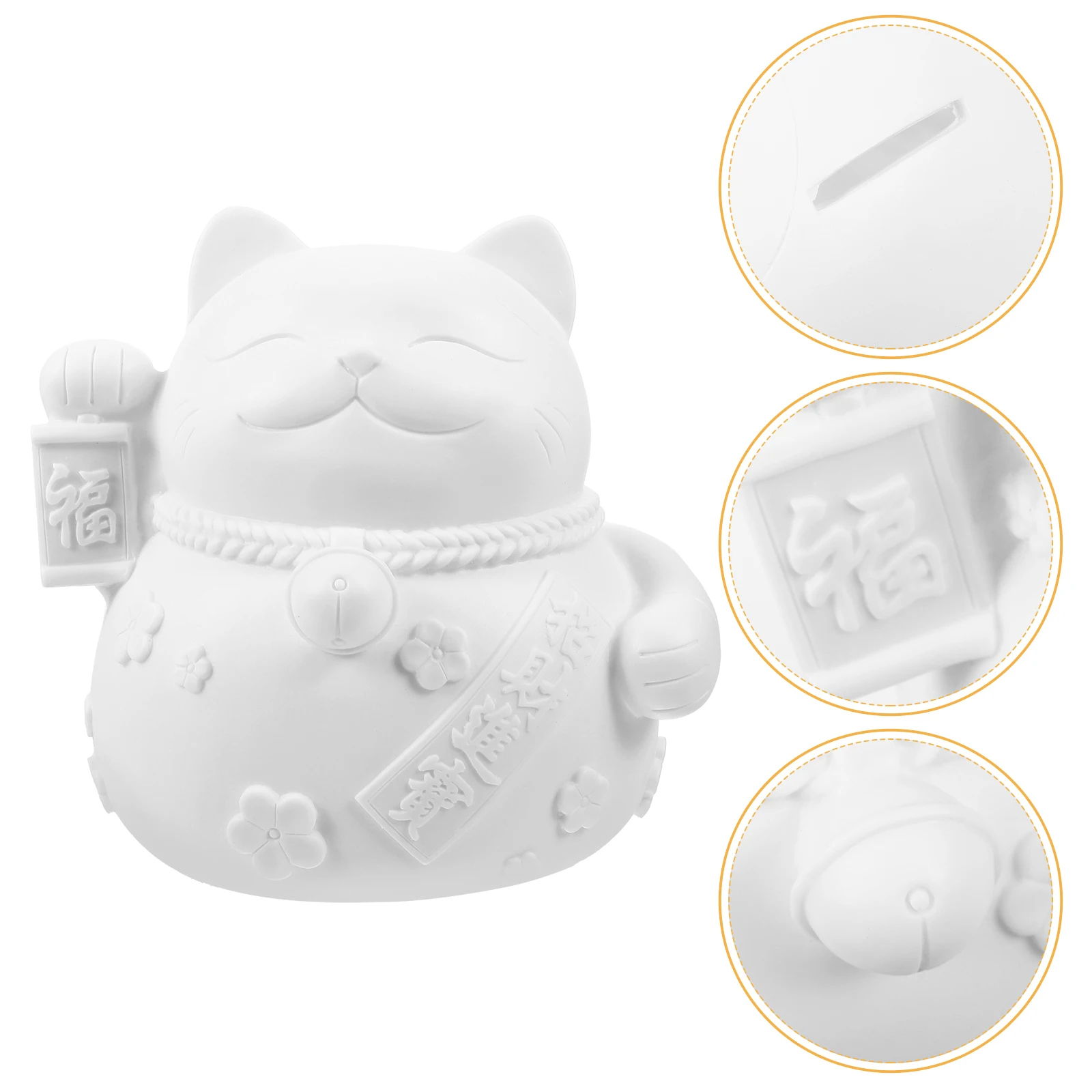 

Paintable Piggy Bank Fortune Cat 17CM Vinyl Money Pot DIY Craft Kids Adults Savings Jar Cartoon Style Home Decor Coin Box