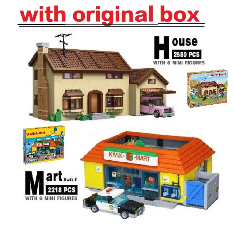 With Original Box Simpsons Supermarket And House Model Building Blocks Bricks 16004 16005 71016 71006 Birthday Christmas Gift