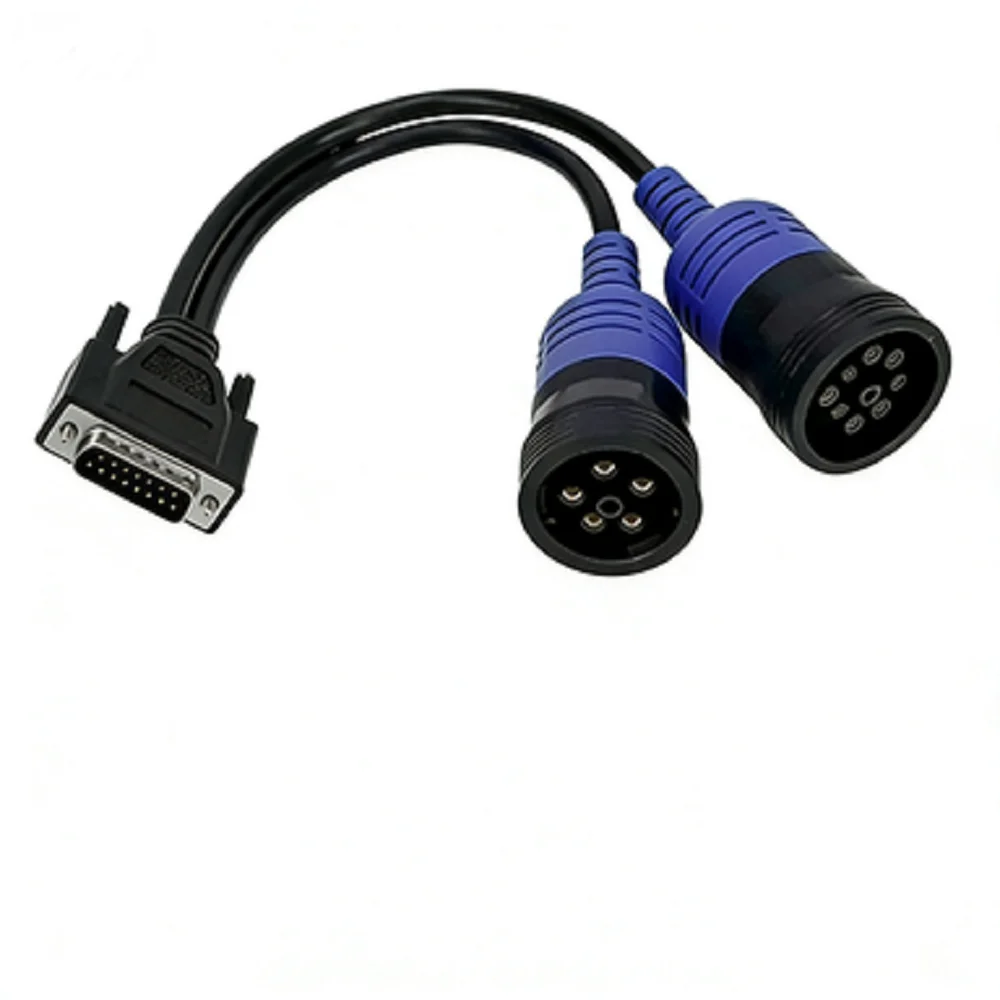 DB15 Male to 9 Pin & 6 Pin Truck Diagnostic Cable For Cummins Inline 7 Heavy Duty Diesel Scanner Adapter