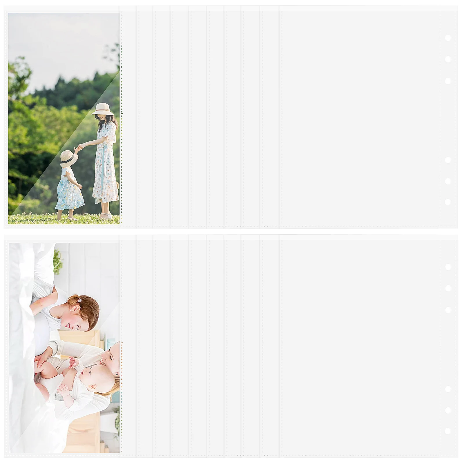 

50 Pcs Protective Film Page Protectors with Pockets Plastic Envelope Binder Packet Photo Album Refill Pages Card Sleeve Pp