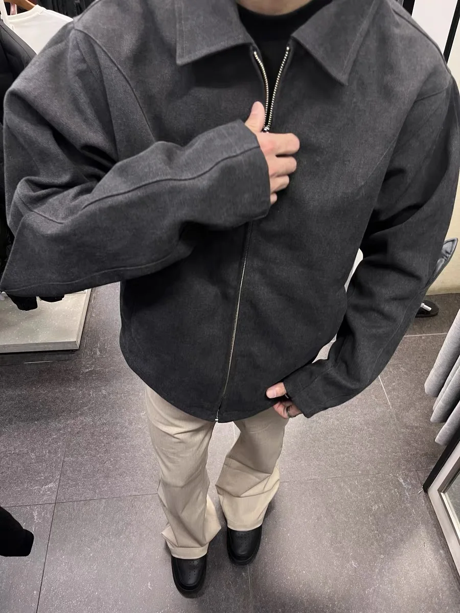 

American Retro Cleanfit ort Zipper Jaet Men's Trendy Brand Unique Design Sensation 3D Tailoring Coat for Youth