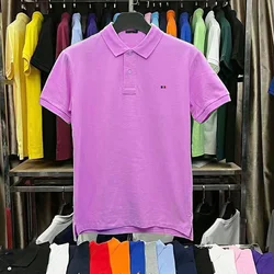 Summer New Mens 100% Cotton Short Sleeve Polos Shirts Casual Lapel Top Fashion Male Mesh Polo Shirt Organic cotton T-Shirts