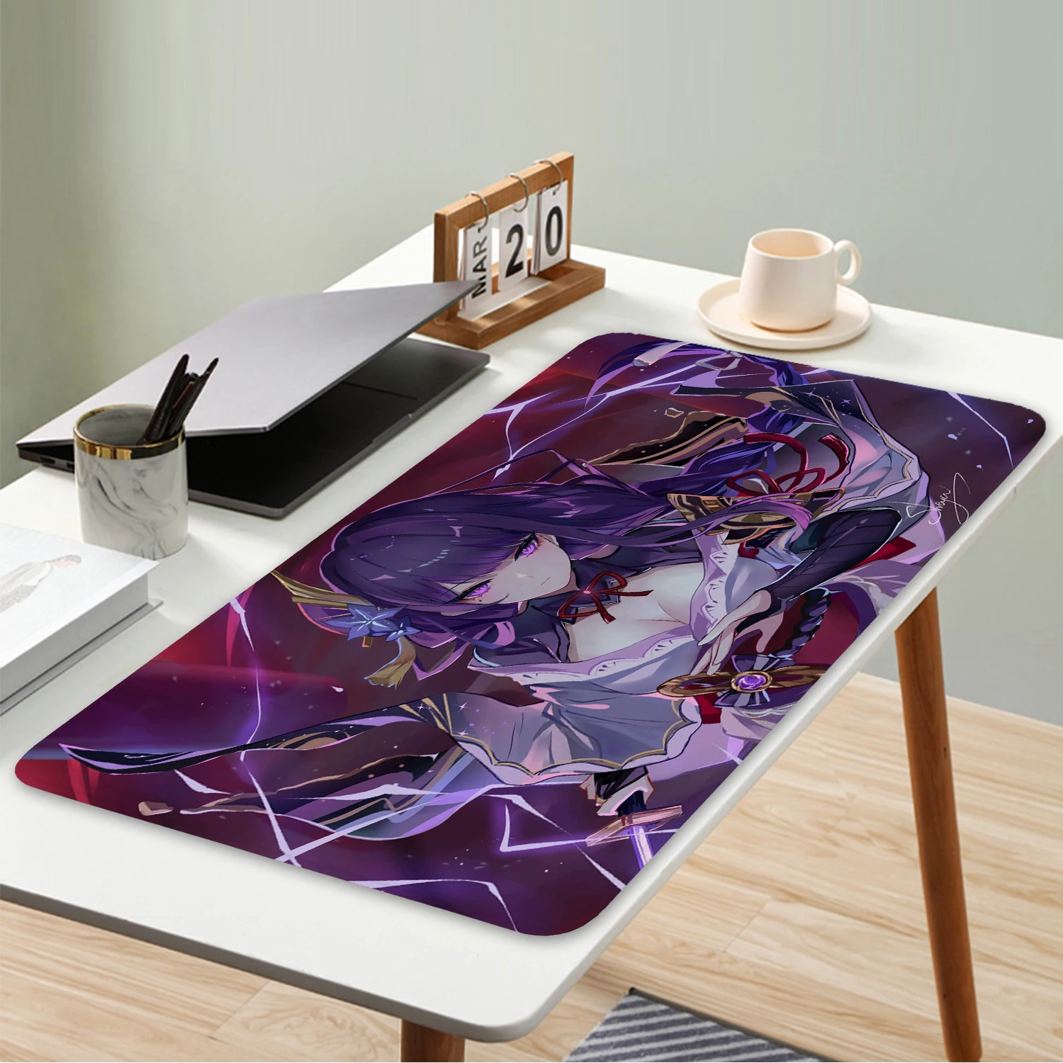 

Genshin Impact Gaming Mouse Pad Raiden Shogun Large Computer Desk Mat Anime Girl Laptop Keyboard Pad Non-Slip Game Mousepad