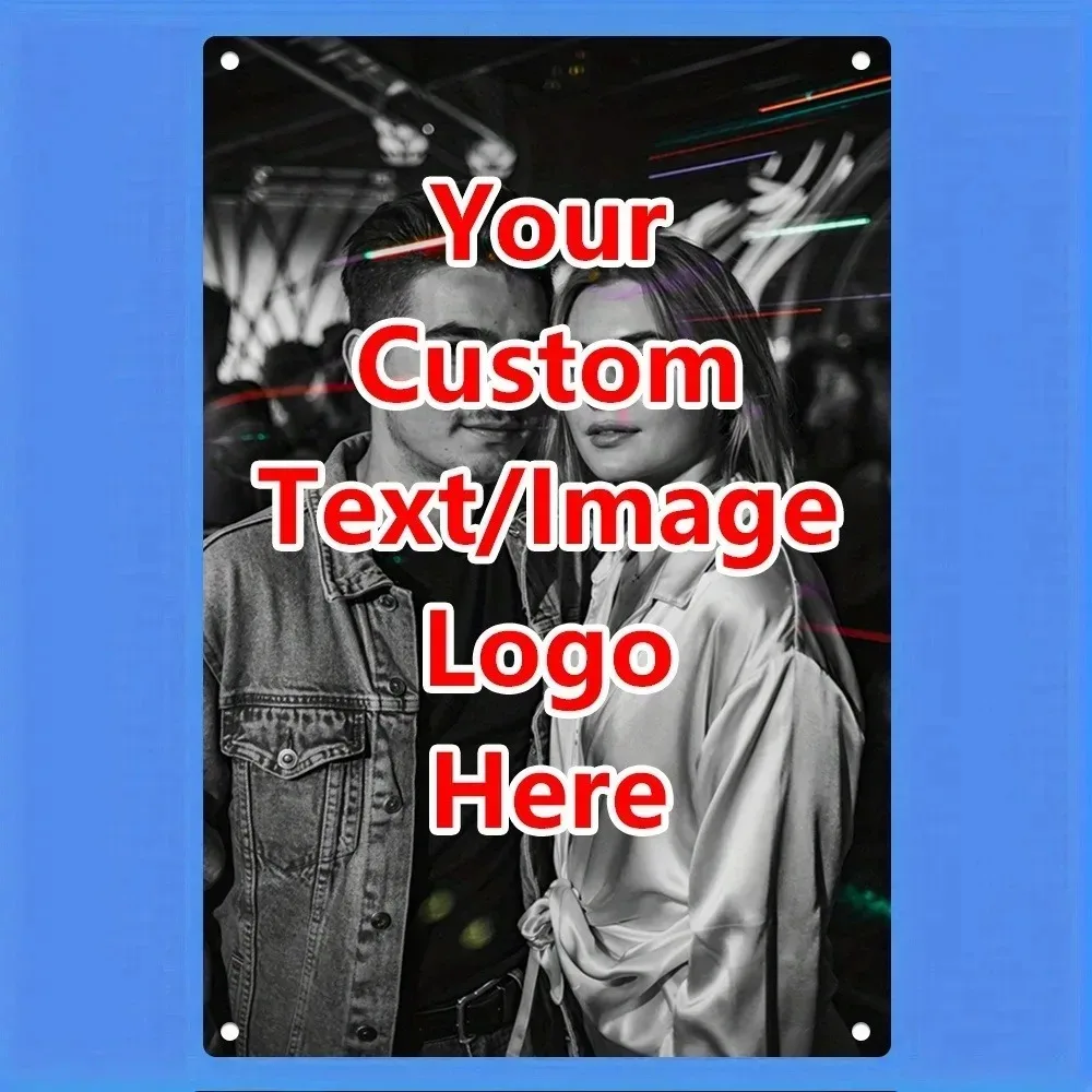 8×12Inch Customizable 2D Flat Metal Plaque Pre-Drilled Custom Photo Message Vintage Modern Waterproof Wall Decor Gift 1pc