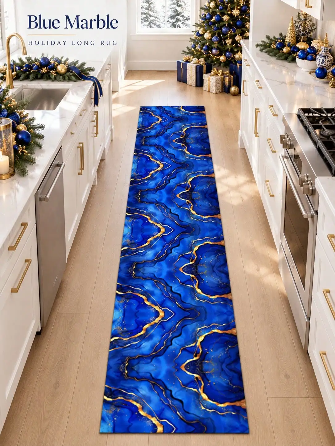 Marble Veins Aisle Runners Hallway Kitchen Entryway Floor Decor Runner Rugs with Swirl Artwork Living Room Bedroom Apartment Foyer Home Long Carpet Beside Sofa Christmas Thanksgiving Anniversary Birthday Housewarming Gifts for Family and Friends