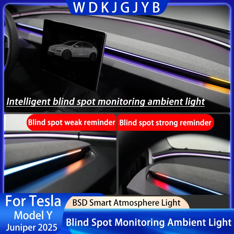 

Для Tesla New Model Y Juniper 2025+ центральная консоль интеллектуальный мониторинг слепых зон окружающий свет BSD вспомогательная сигнальная лампа