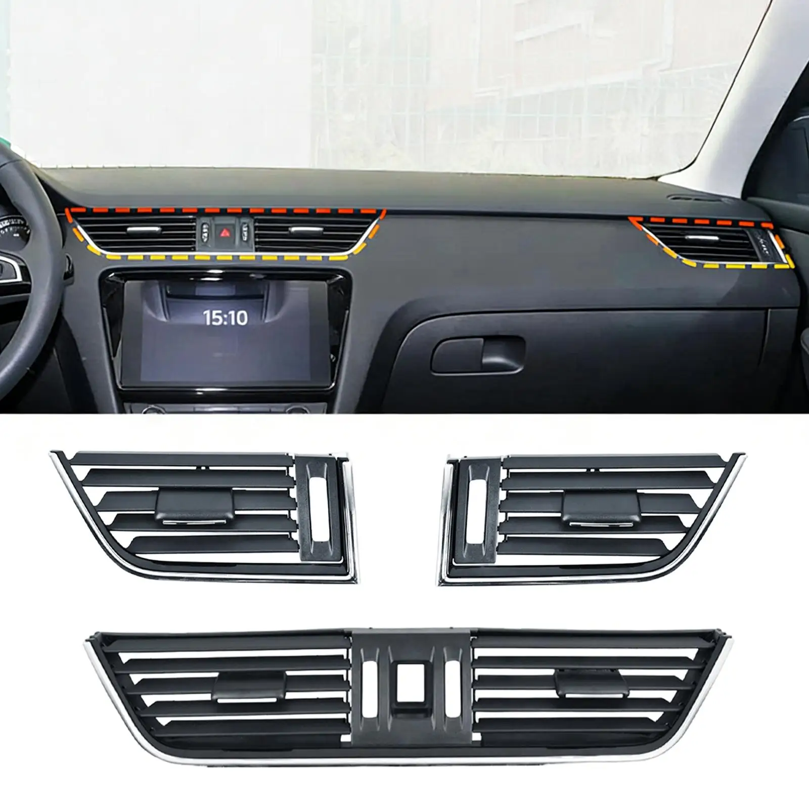 

Air Vent Dashboard Panel Stylish ABS Plastic Cover Easy Install for Skoda Octavia Vehicle Accessories
