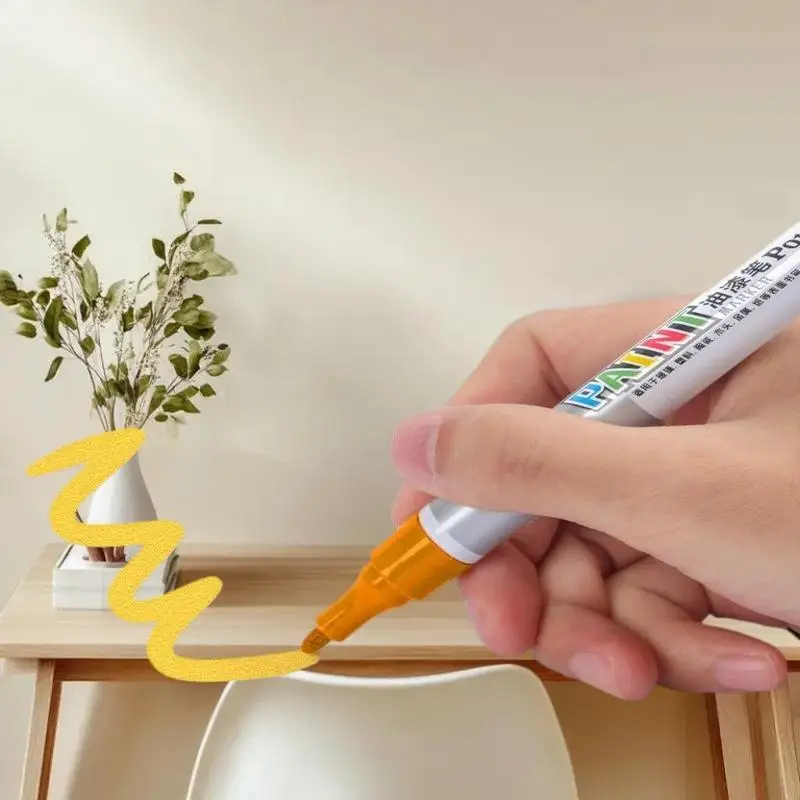 High-quality Waterproof Marker; 1Pcs Vehicle Tyre Touch-Up Paint Pen Quick Drying Stationery Item.