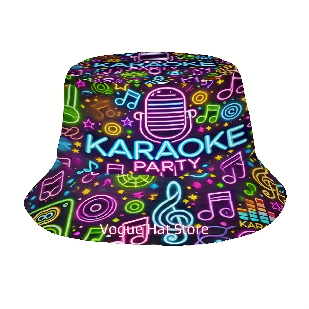 1pc of a Neon Glowing Party Hat Featuring Karaoke Stage Lighting Effects, a Unisex Printed Fisherman Hat That Combines Style wit