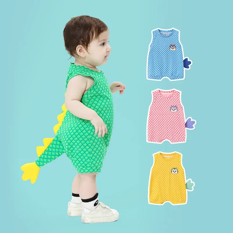 Kawaii Dragon Summer Newborn Baby Clothes Girls Boys Korea Bodysuit Cottton Twins Outfits Toddler Romper Baby Cartoon Onesie