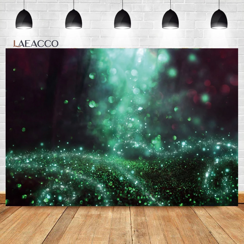 

Laeacco Green Light Bokeh Photography Backdrop Dreamy Spot Shinning Sparkle Kid Birthday Newborn Baby Shower Portrait Background