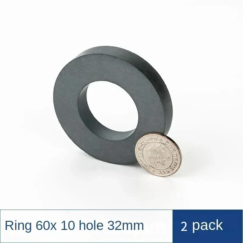 2PCS/LOT Ring Ferrite Magnet 60*10 mm Hole 32 mm Black Round Speaker Y30 Magnet 60x10 mm with hole 32MM magnet 60mm x 10mm