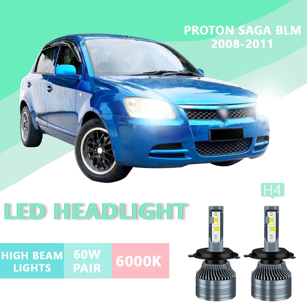 

2PCS FOR Proton saga BLM 2008-2011 6000k H4 Super Bright Hi/Lo Beam Headlamp Lampu LED Headlight Bulb White Light