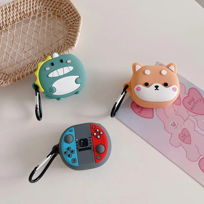 For New Redmi Buds 4 lite Cover Shell,New 3D Cute Cartoon Shiba Inu/Dinosaur/Game Earphone case Shockproof With Hook