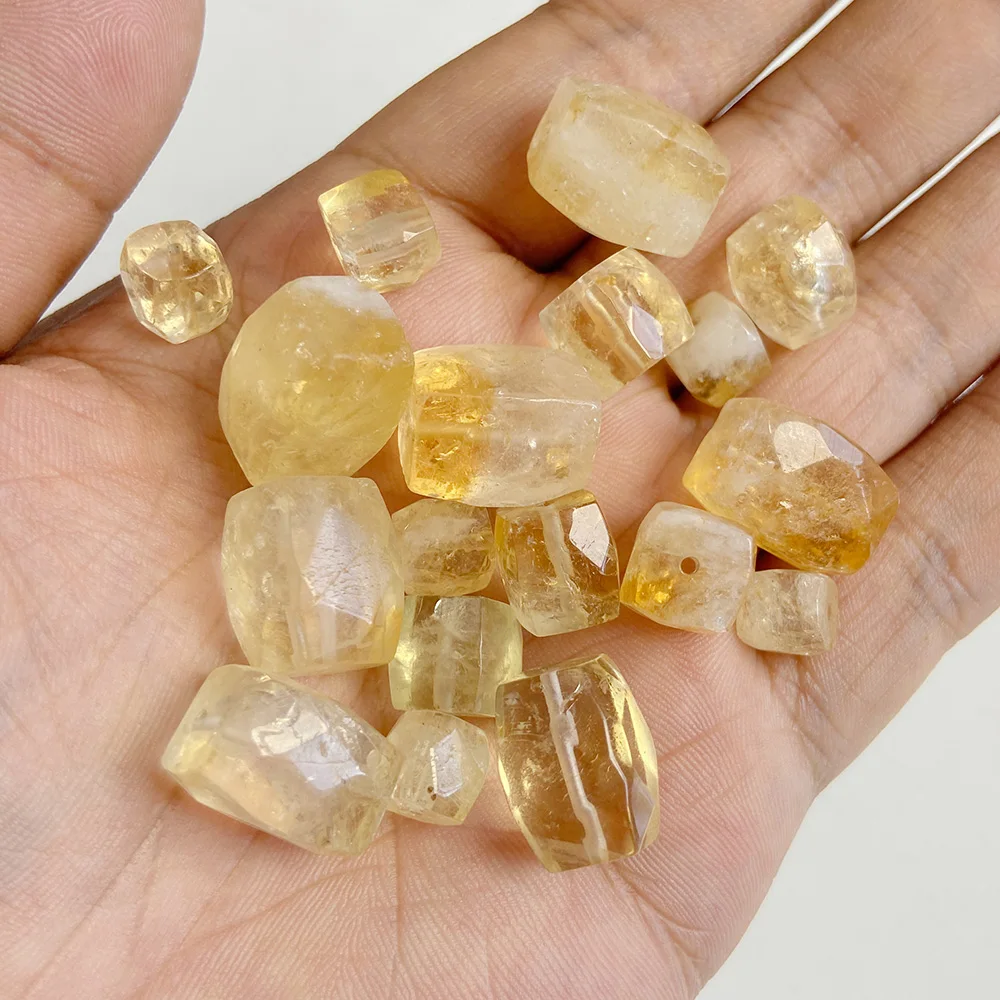 Natural Raw Mineral Stone Beads Square Shape Bead Citrine Quartz Reiki Healing Beads For Jewelry Making DIY Necklace Bracelet