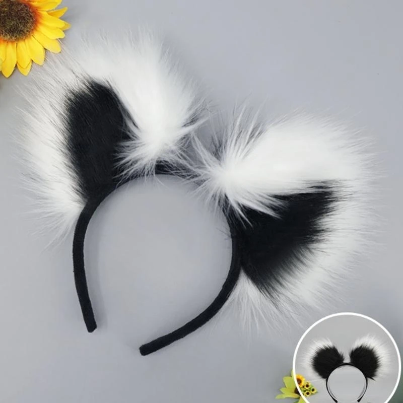 39BD Cartoon Waschbär Ohr Haarband/Schwanz Erwachsene Unisex Halloween Party Stirnband Kostüm – Detail 1