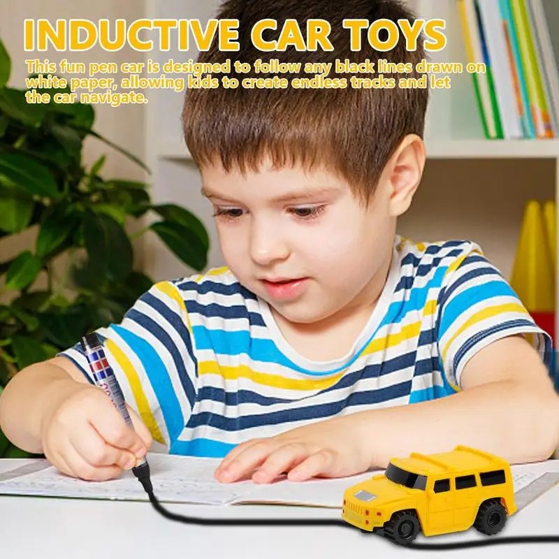 Mini Inductive Car Toy Automatic Sensor Road Recognition Vehicle Interactive STEM Toy Follow Black Educational Toys Novelty Gift