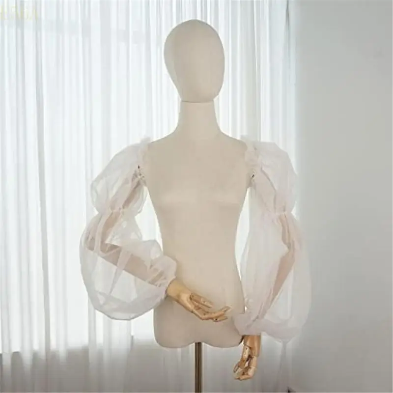 e56a الزفاف الشفافة غطاء ذراع الأكمام للعروس tulle tulle للعب ملابس الزفاف الأكمام الزفاف