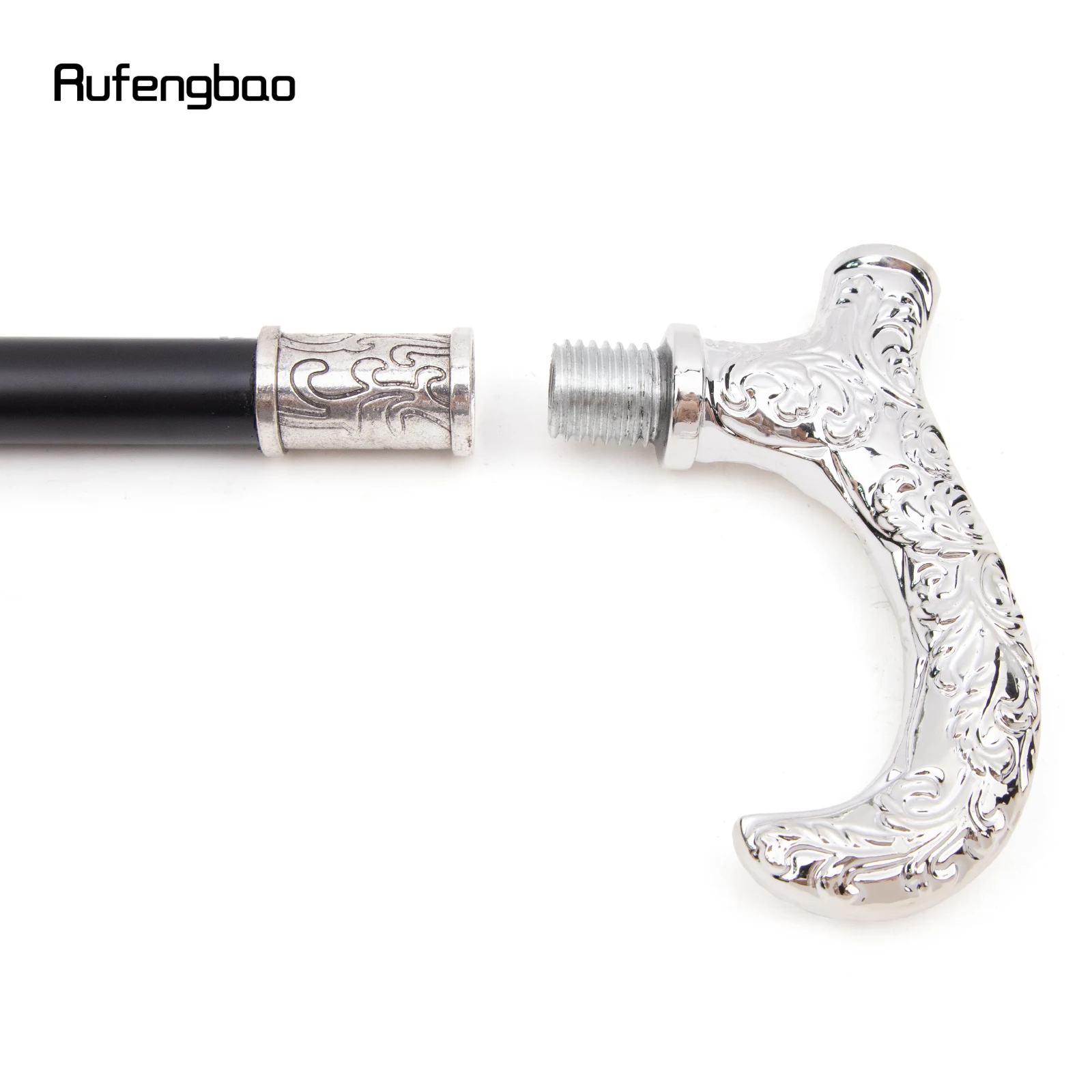 White Flower Pattern Walking Cane Fashion Decorative Walking Stick Gentleman Elegant Cosplay Cane Knob Crosier 93cm