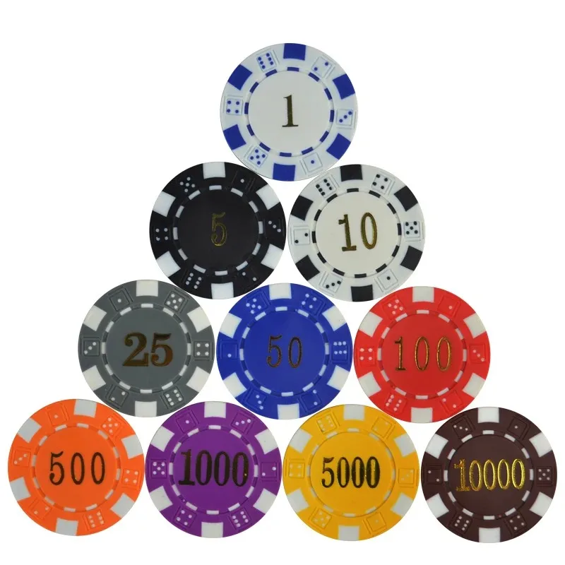 10pcs/set Hot Stamping Digital Multi-denomination Chips Texas Hold 'em Poker Baccarat Casino Game Set Entertainment Accessories