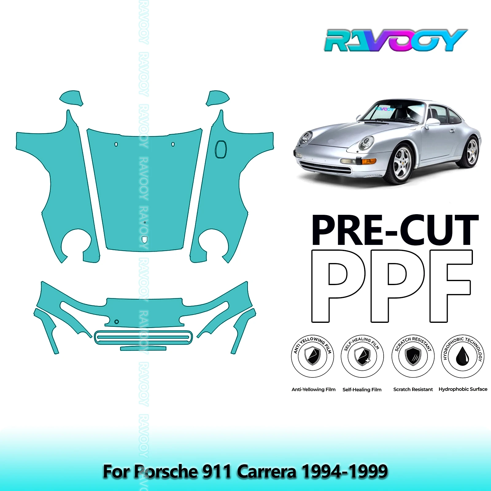 

Car Front Kit Clear Bra Precut PPF Paint Protection Film For Porsche 911 Carrera 1994-1999