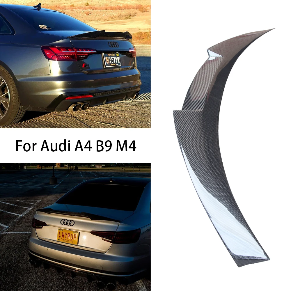 

For AUDI A4/S4 B9 B9.5 M4 Style Real Carbon Fiber Material Rear Spoiler Trunk Wing 2017-2024