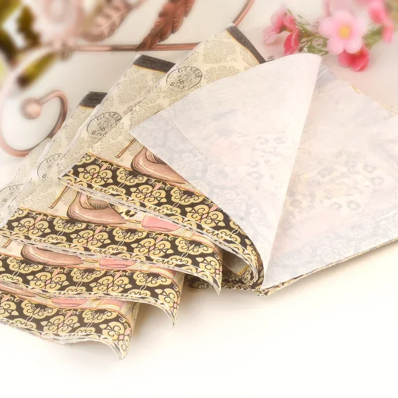 20pcs Printed Napkins Shoes Bags Perfume Combination Pattern High-grade Wedding Placemats Paper Cups Flower Mouth Cloth Paper