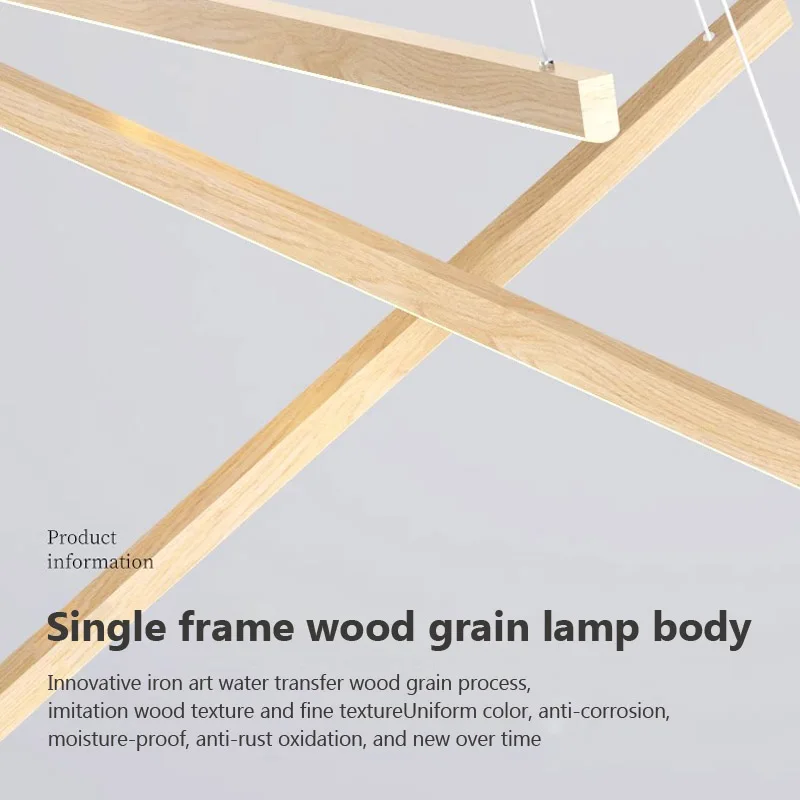 Lámpara colgante de grano de madera, Luz de línea LED, candelabro dúplex, decoración de habitación de construcción, sala de estar de gran altura,