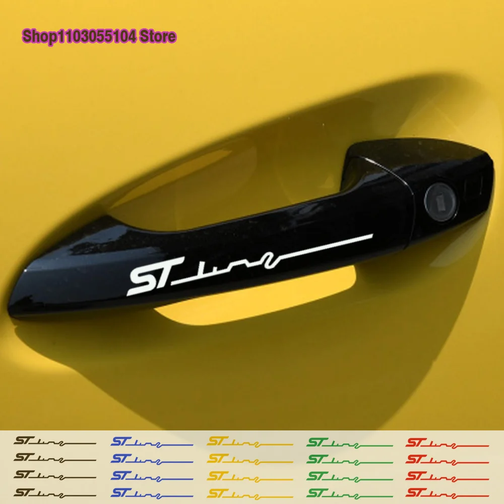 4pcs Car Door Handle sticker Vinyl Decal For Ford ST LINE Smax Cmax Focus Fiesta Kuga Escape Fusion etc