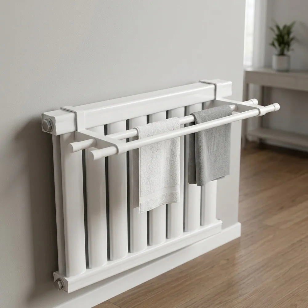 White Plastic Heating Radiator Drying Rack 30cm/40cm Easy Install Thickened Rod Space Saving Home Air Quality Parts Accessories