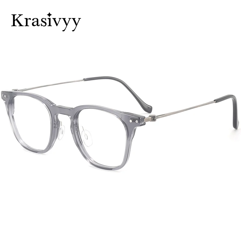

Krasivyy Square Titanium Glasses Frame Men Screwless Ultralight TR90 Optical Prescription Eyewear Male Quality European Eyeglass