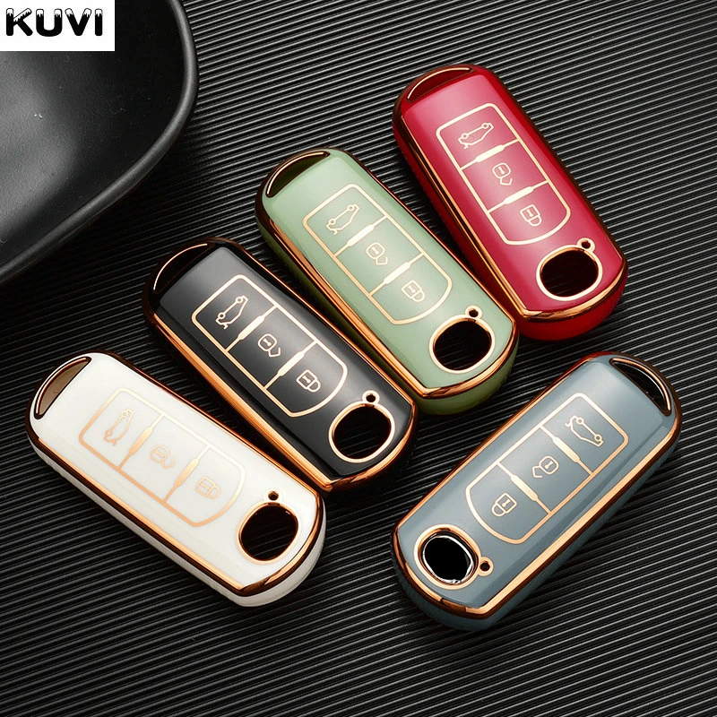 غطاء حافظة مفاتيح سيارة عن بعد من البولي يلبو ، غلاف بدون مفتاح ، الموضة لمازدا 3 5 6 BL BM GJ Atenza Axela Demio CX3 im CX5 CX7