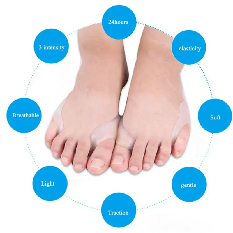 1 Pair Foot Care Bunion Corrector For Big Bone Toe Hallux Valgus Silicone Toe Separator Orthopedic Pedicure Tools