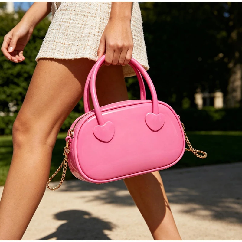

Large Capacity Jelly Bag Shoulder Crossbody Handbag Vintage Chain Satchel Purse Casual Solid Color Storage Organizer Handbag