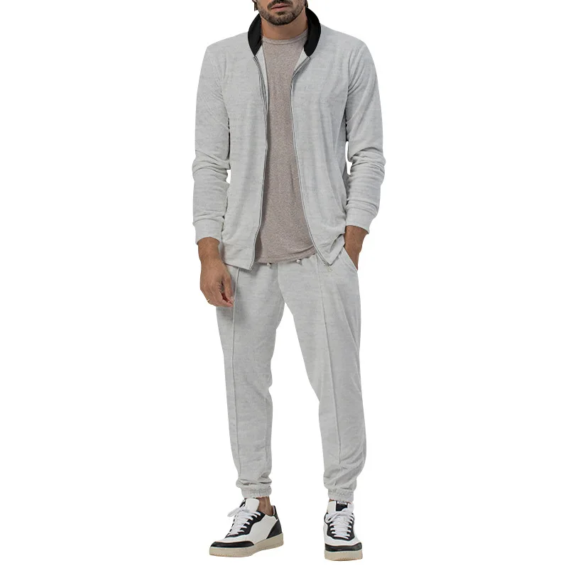 

Lightweight Zipper Men's Sports Suit, Solid Color Casual Tracksuit Men, Minimalist Comfortable Women's Sportwear