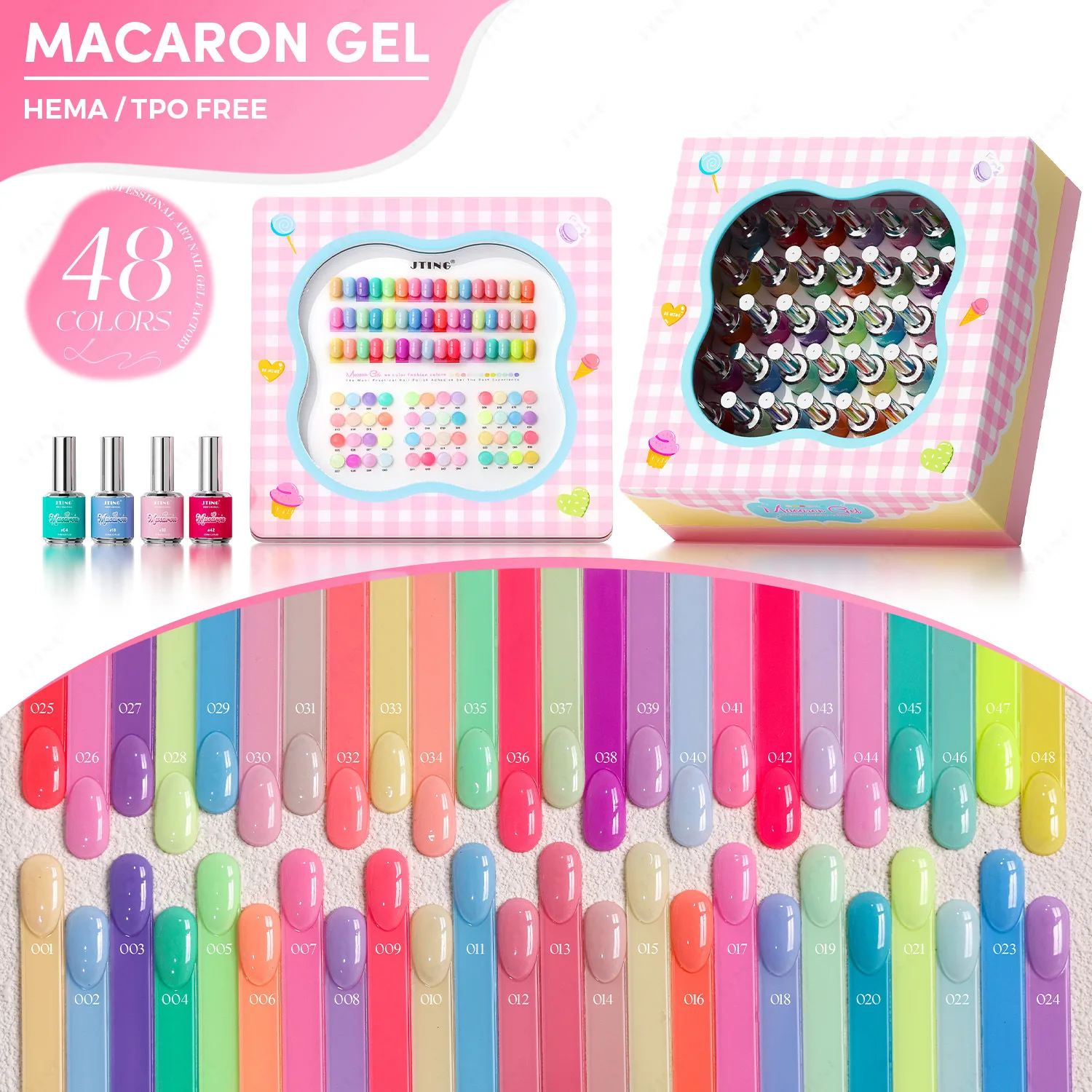 Eleanos Summer Macaron 48 peças * 15ml Conjunto de Esmaltes em Gel com Cartela de Cores, Gel UV Soak Off, Atacado, Vernizes para Nail Art, Salão de Be