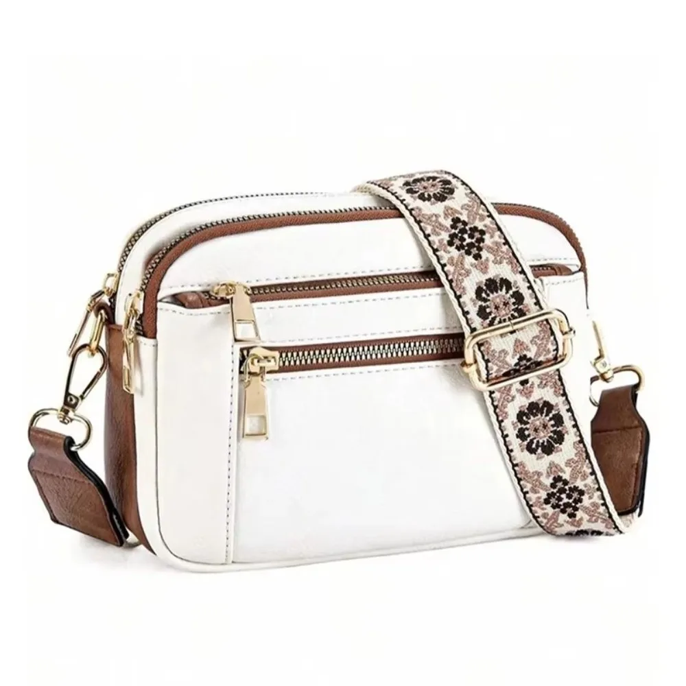 Sac à bandoulière multifonctionnel rétro, fermeture éclair, sangle réglable, petit sac carré