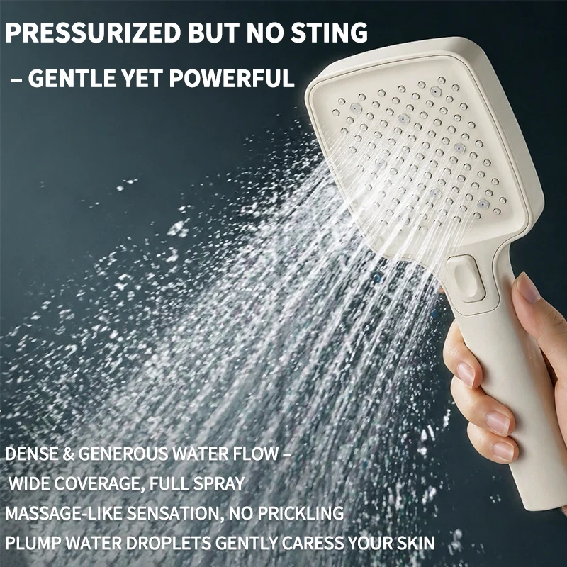 High Pressure Super Charged Pressurized Handheld Shower Head, Water Saving Rainfall Spray Nozzle, Universal Fit for Bathroom