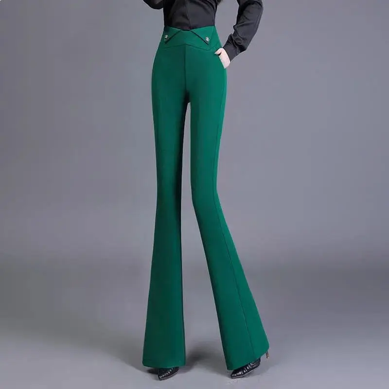 

Элегантный модный женский костюм с высокой талией, брюки, весна-осень, новая простая тонкая корейская уличная одежда, повседневные однотонные расклешенные брюки ZT338