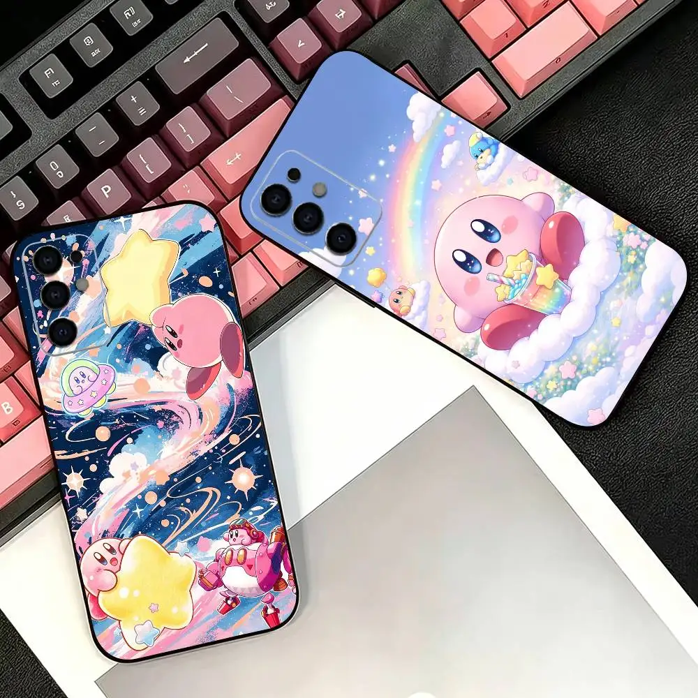 pink friend B-Kirby-So cute Soft Black Phone Case for Samsung  S26,25,24,21,22,21,20,10,9,8,7,6Ultra,Plus,Fe, Lite