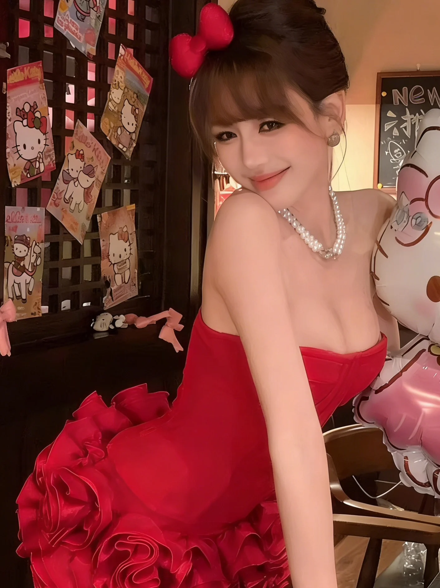 

Красный комплект из двух предметов Ele Red для женщин: модный новогодний наряд с одним плечом, облегающие шорты, подходит для возраста 8-25 лет