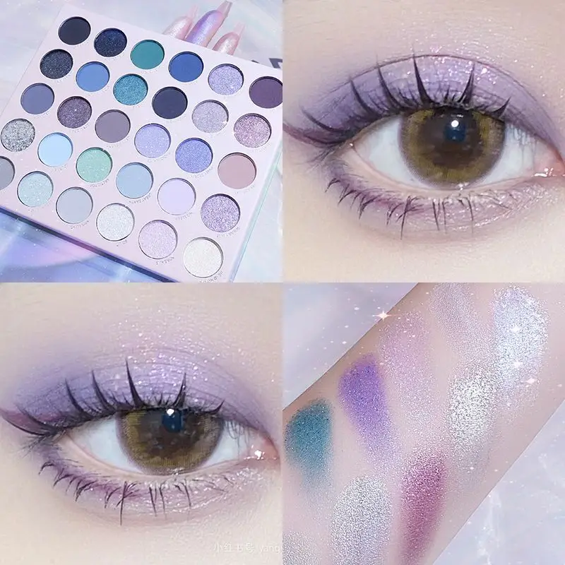 

Dream Aurora Purple! 30 Color Eyeshadow Tray Smoked Purple Ice Through Blue High Saturation Niche Affordable Eyeshadow Tray